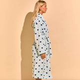 Blue Hearts Cotton Beach Bathrobe
