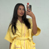 Robe - Yellow with Pink Piping